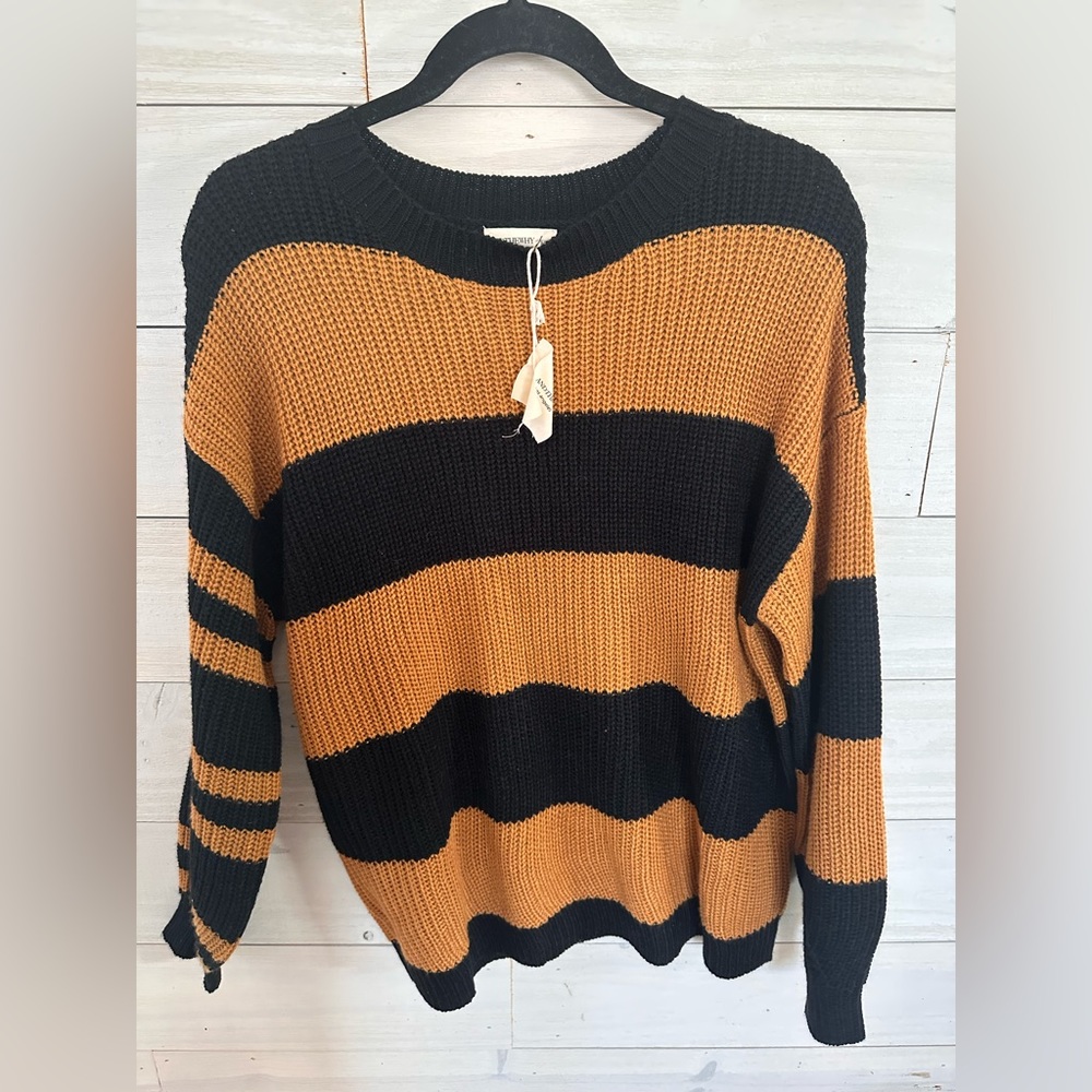 Black and Mustard Yellow Stripped Sweater.